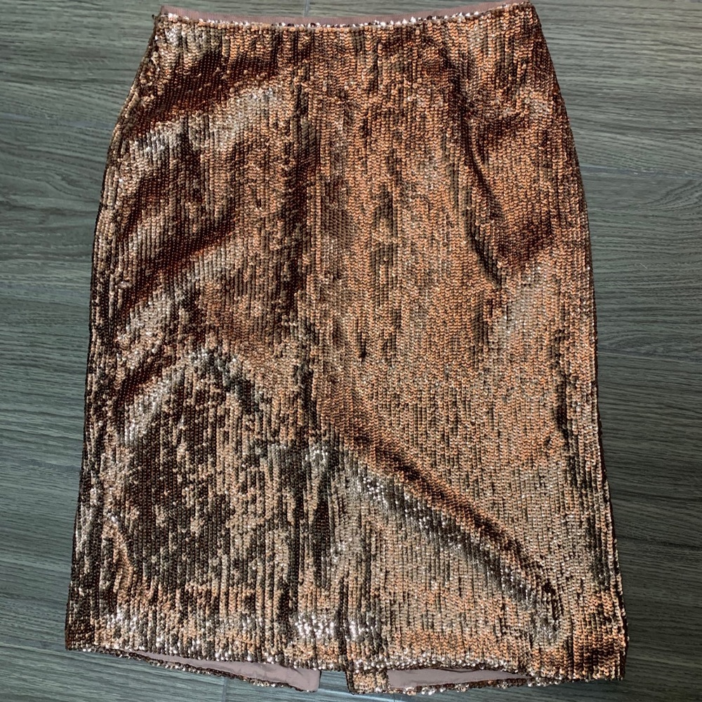NWT J. Crew No. 2 Rose Gold Sequin Pencil Skirt